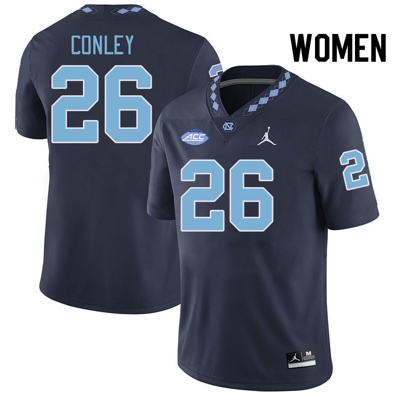 Women #26 Khalil Conley North Carolina Tar Heels College Football Jerseys Stitched-Navy